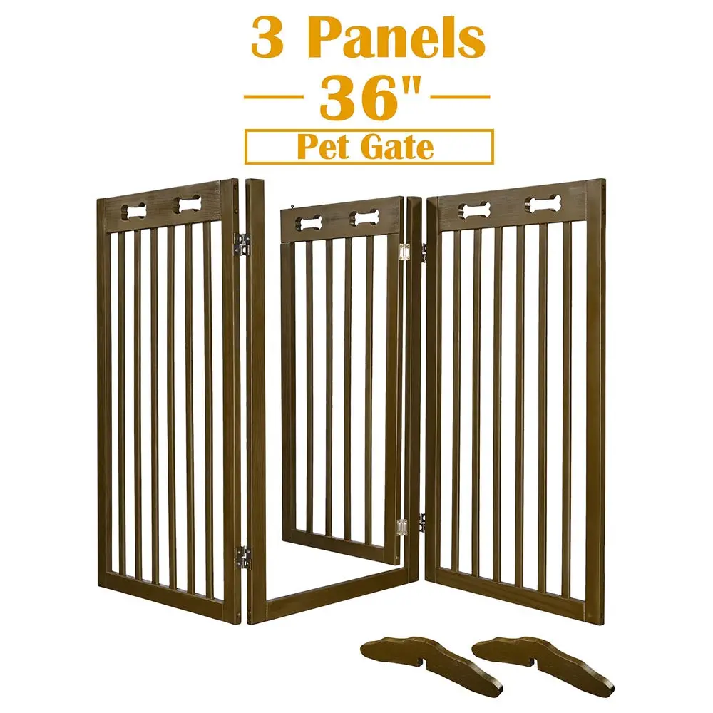 Yescom 3-Panel Folding Wood Pet Gate Crate Baby Barrier 60X36in 2