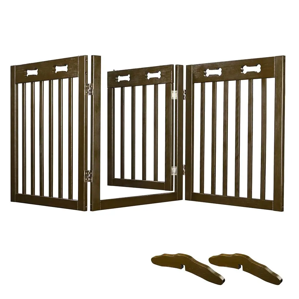 Yescom 3-Panel Folding Wood Pet Gate Crate Baby Barrier 60X24in 1
