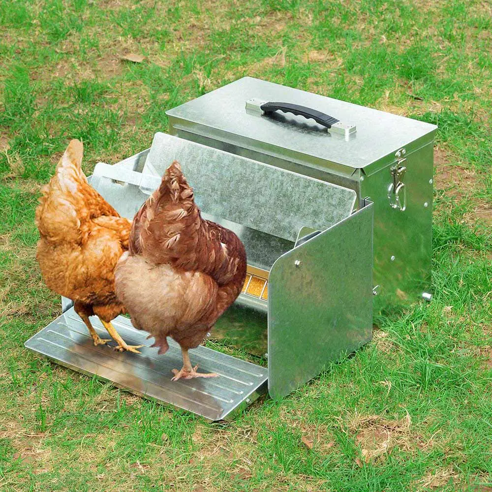 Yescom Poultry Chicken Auto Feeder Self Opening Feeding Troughs 1