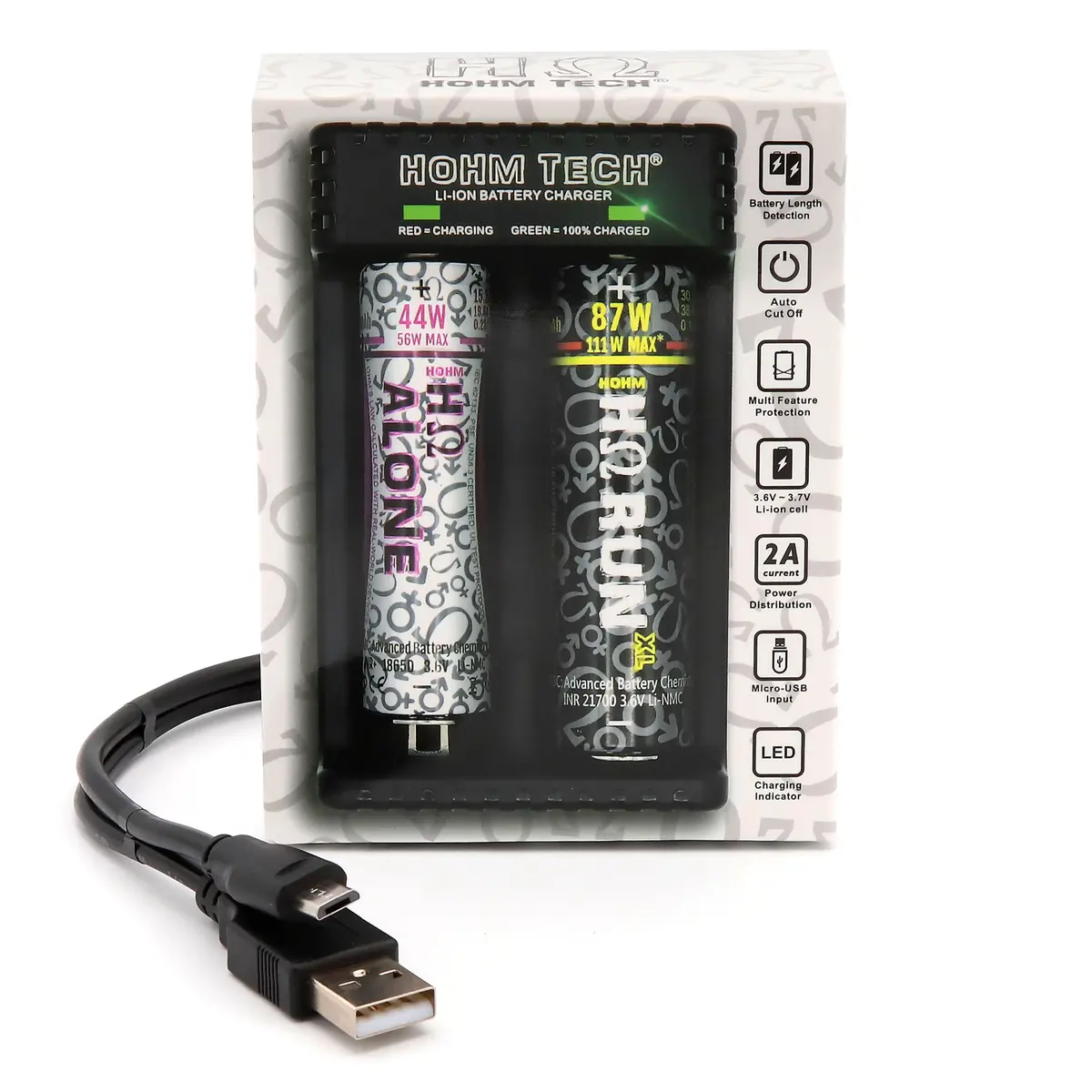 18650 Battery Fast Charger (2-Slot Battery Charger)  20700, 21700 Charger Hohm School 2A 1