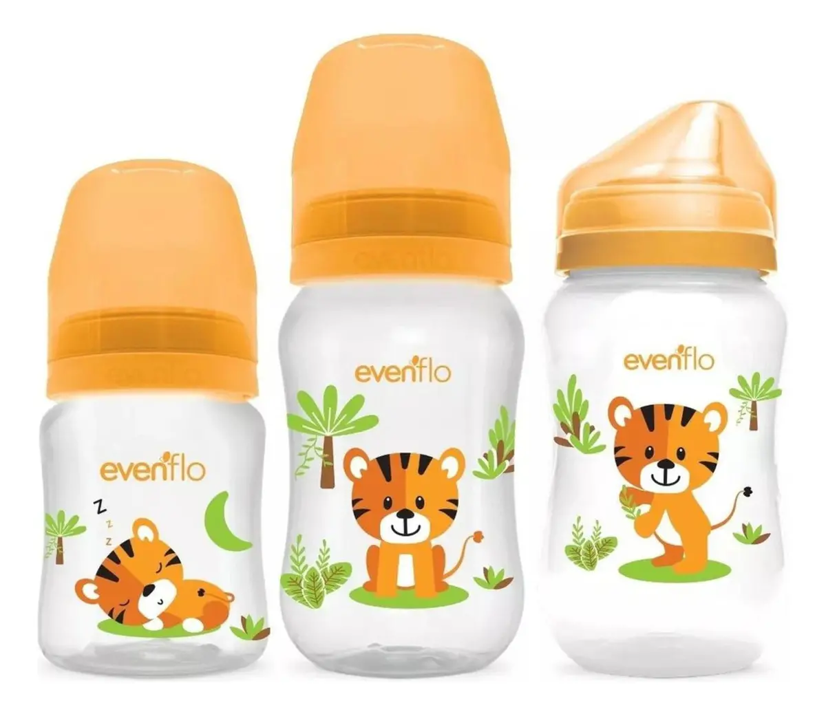 Set 2 Biberones Anticolicos Y 1 Vaso Entrenador - Tigre - Evenflo 1