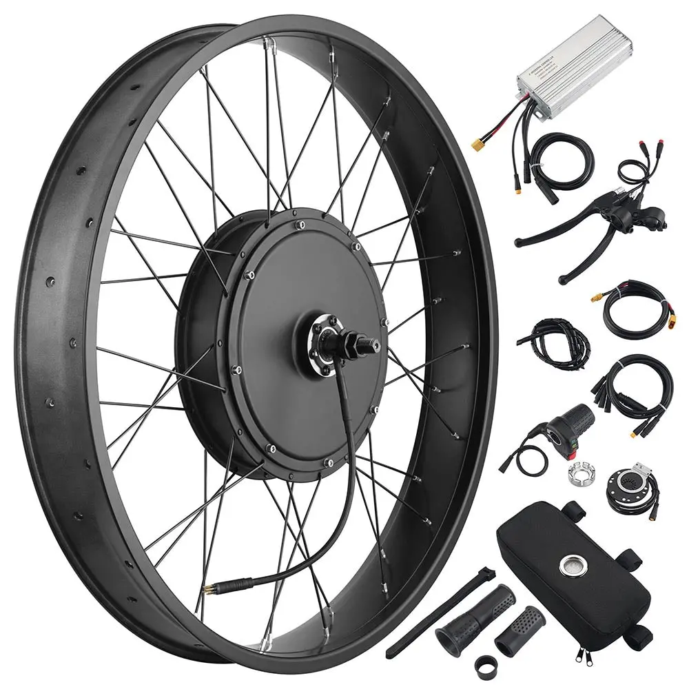 Yescom 26" Electric Bicycle Motor Front Wheel Fat Tire Kit 48V 1000W 1