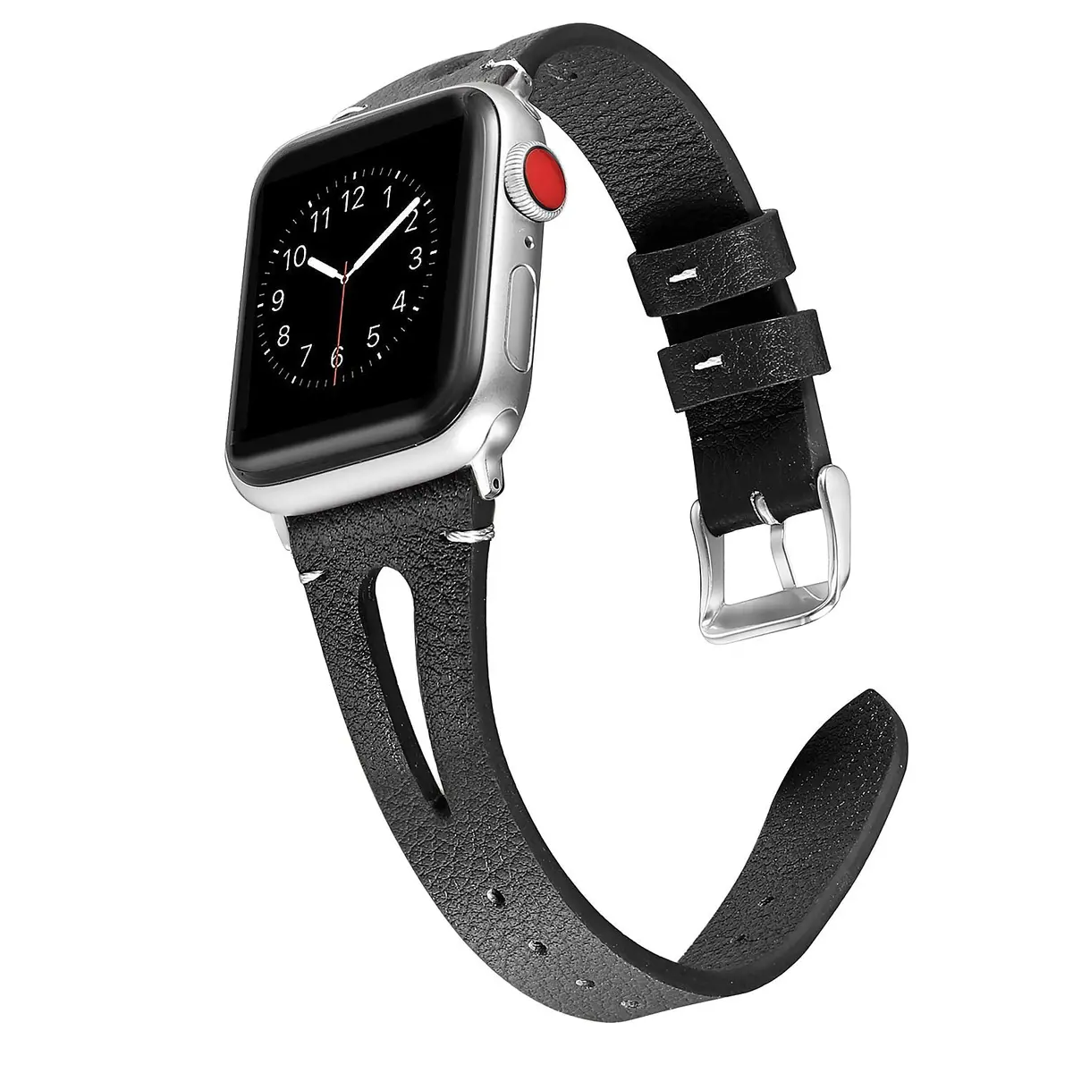 Soft Slim Leather Black Band For Apple Watch 1