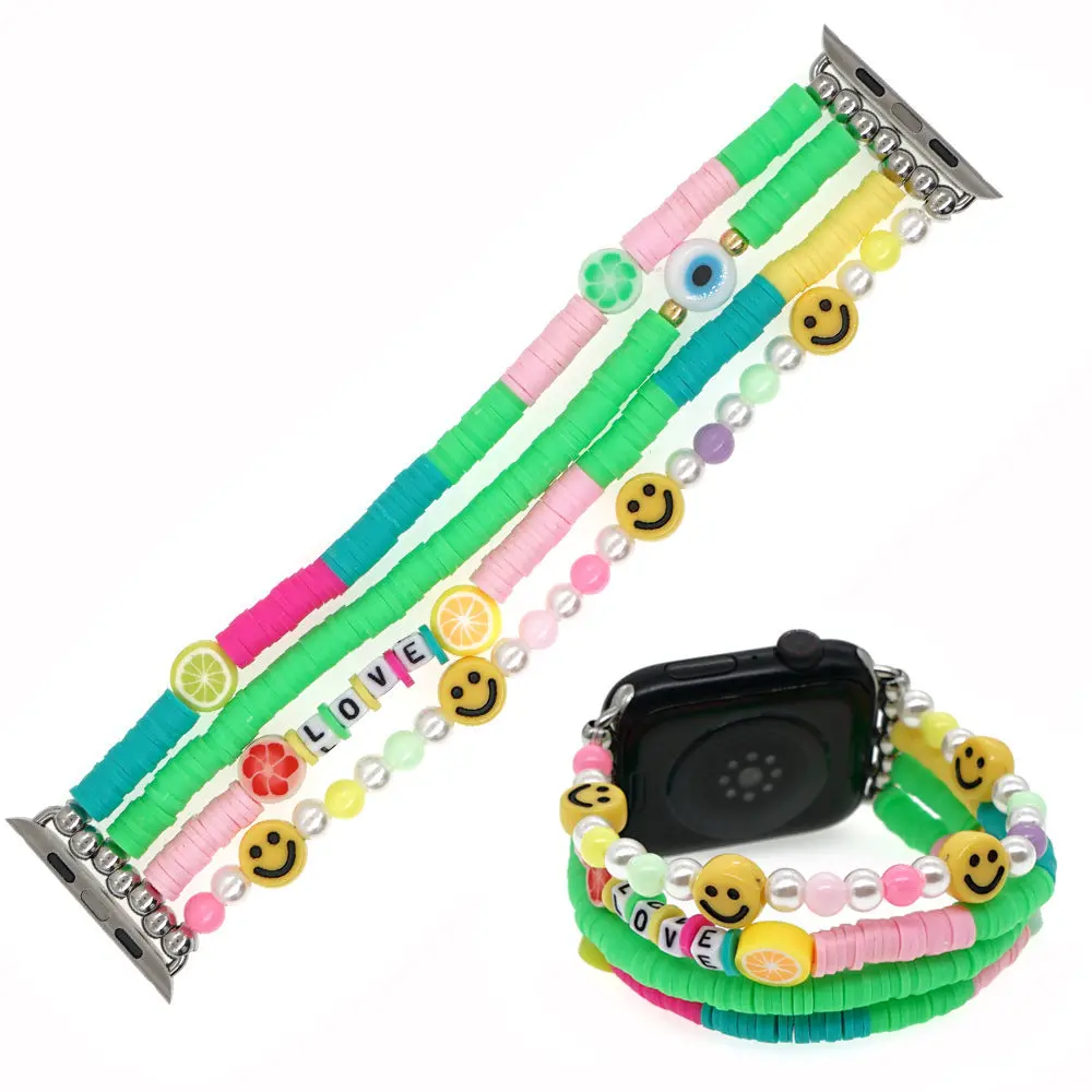 Happy Face Heishi Bracelet Band For Apple Watch Multiple Styles/Colors Available 1