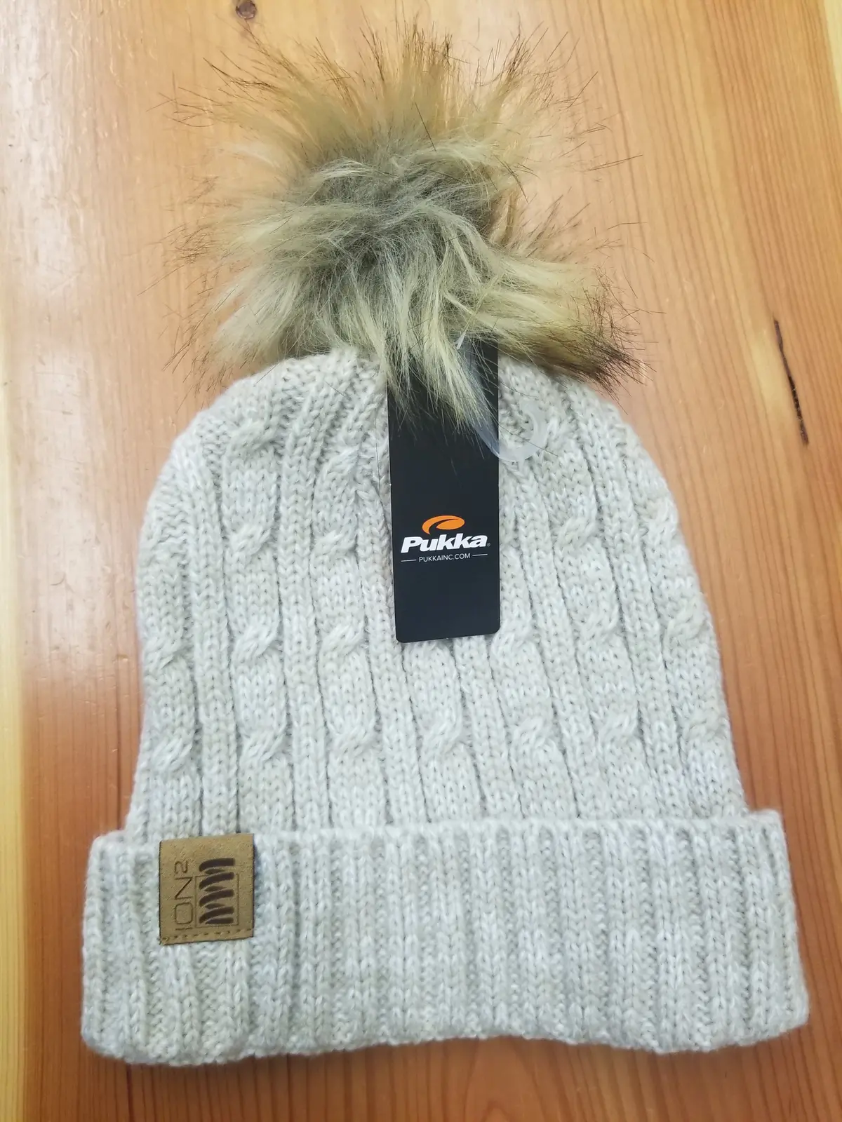 Ion² Winter Hat - Cuffed Cable Knit Beanie Grey 1