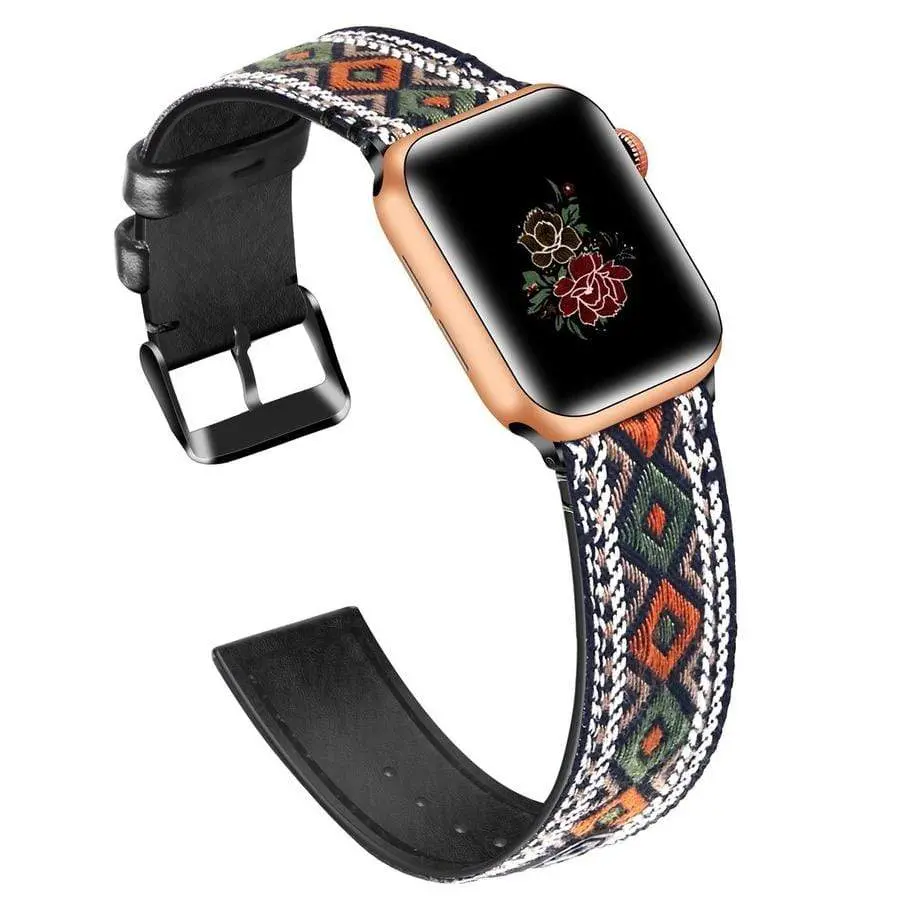 Boho-Dreamweave Leather Band For Apple Watch Multiple Colors Available 1