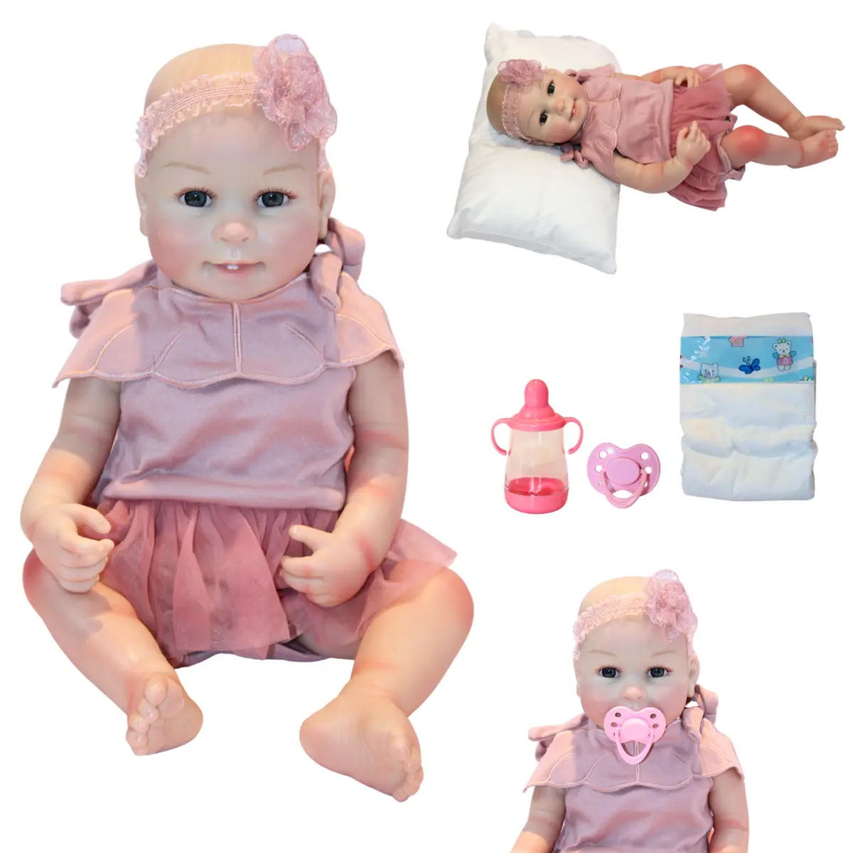 Muñeca Reborn Ximena 48Cm Redoll | Caucho Suave Full Body Con Movimiento Real | Vestido De Fiesta Y 1