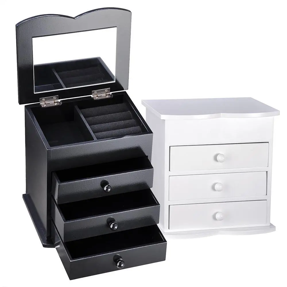 Yescom Jewelry Organizer Box With Mirror Ring Bracelet Necklace 1