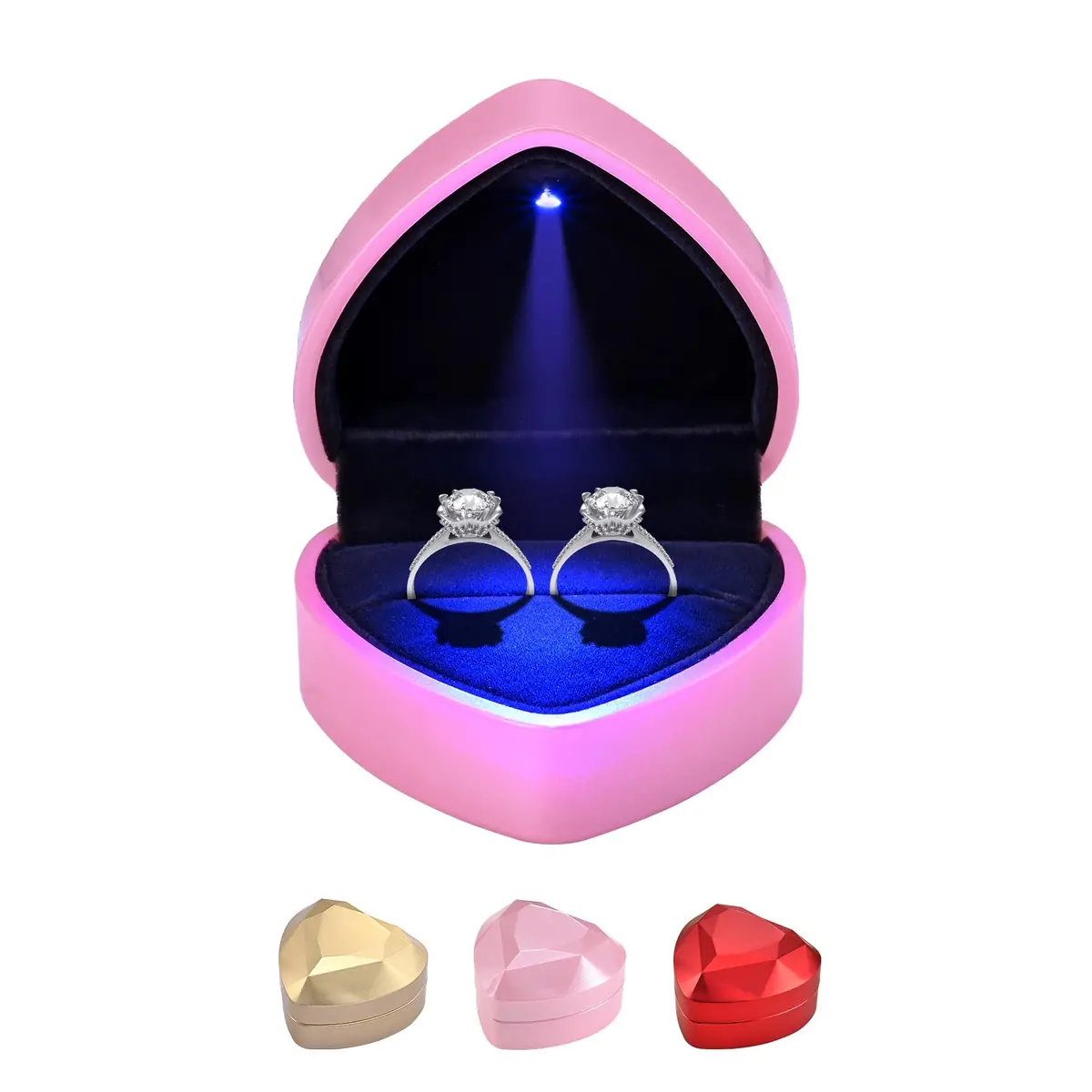 Yescom Engagement Ring Box With Light Heart Shaped 1