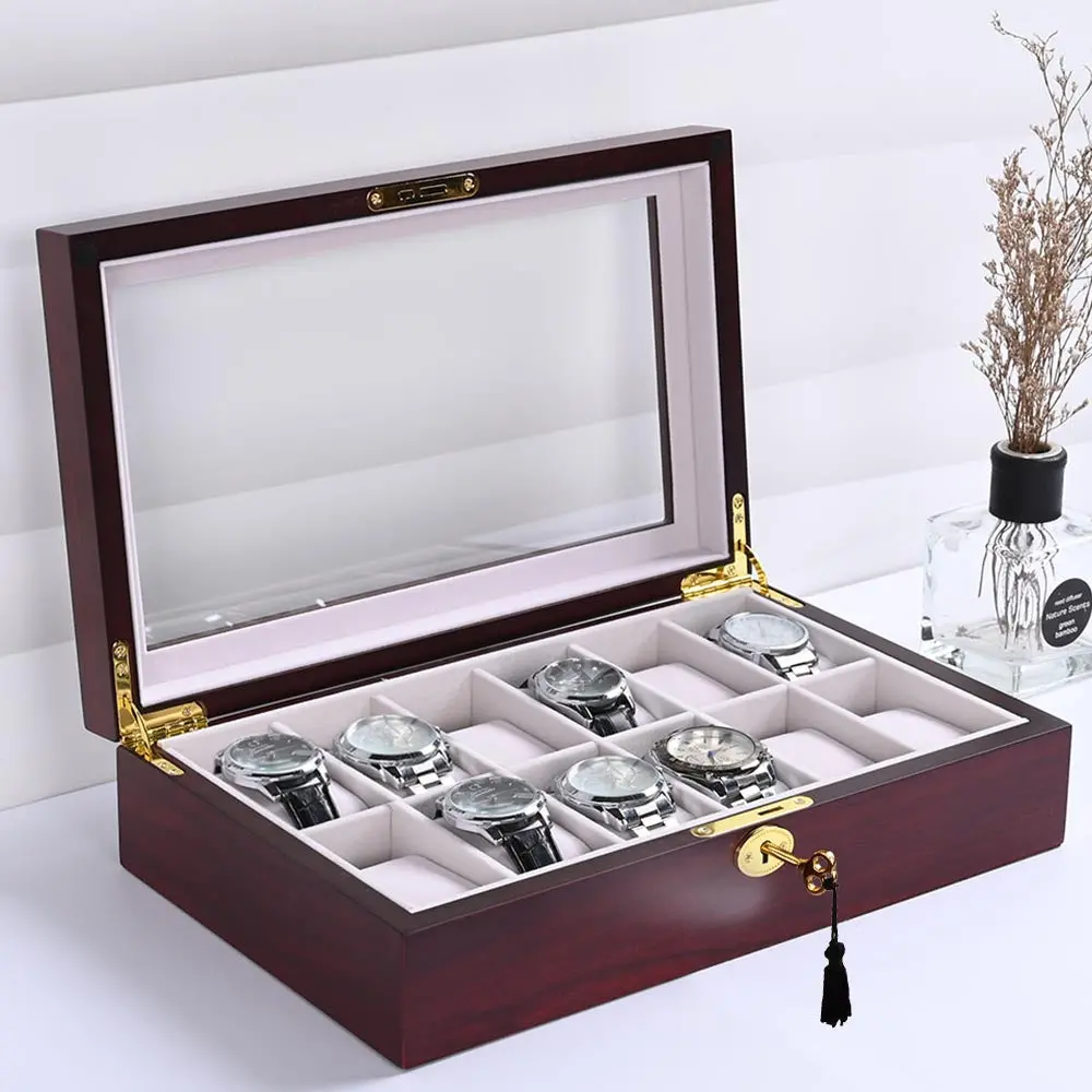 Yescom Wood Watch Display Case 12-Slot Matte Finish 1