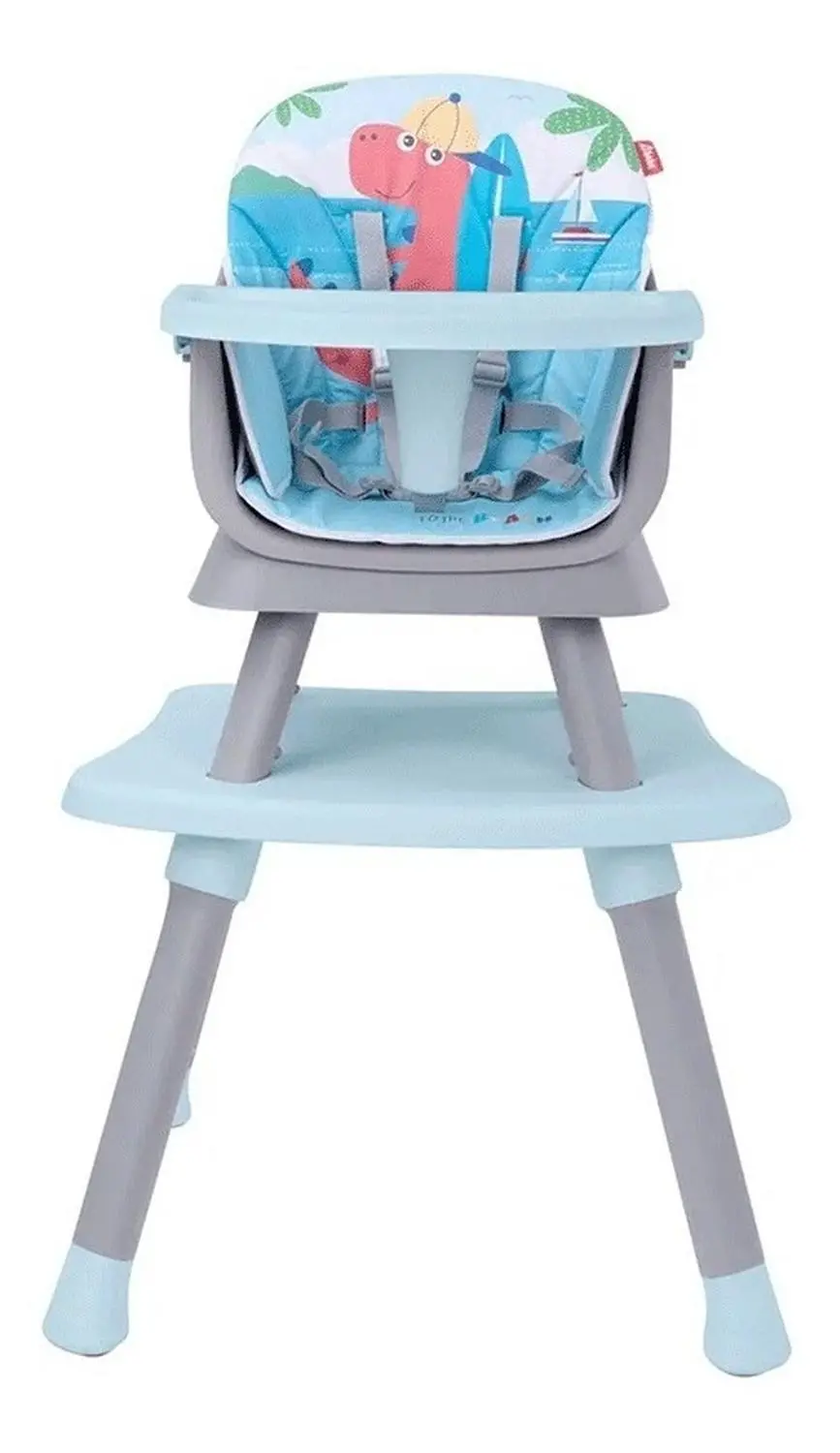 Silla Alta Grow With Me Azul Con Gris D'bebe 1