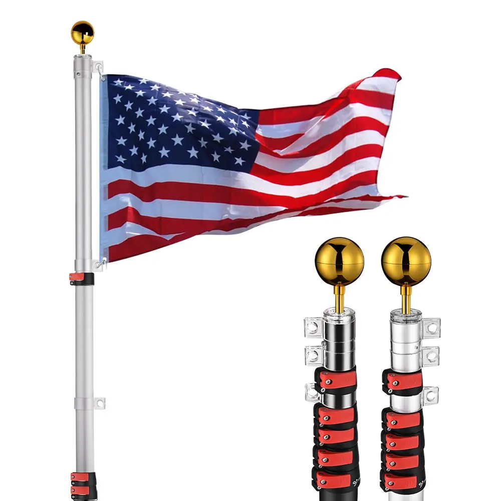 Yescom Ez Go Aluminum Telescopic Flagpole (20', 25', 30' Options) 1