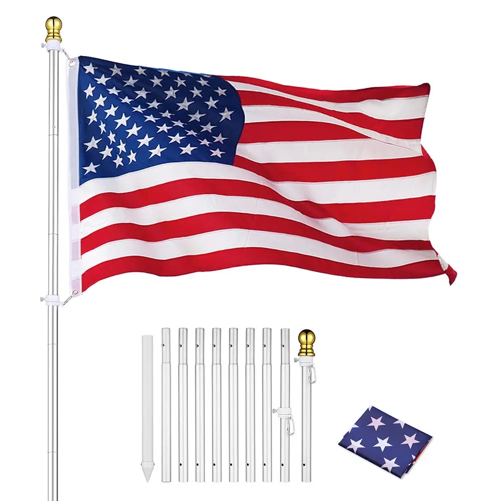 Yescom 10' Aluminum Sectional Flag Pole Set In Ground Flagpole 1