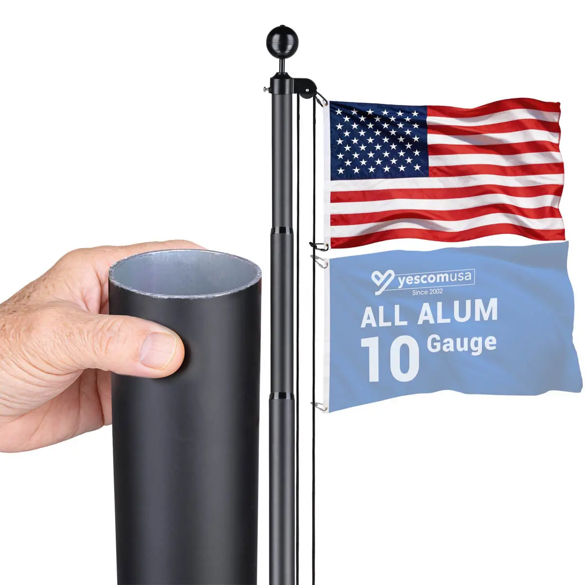 Yescom Bravery Plus 10Gauge All-Aluminum Flagpole Kit 30Ft 1
