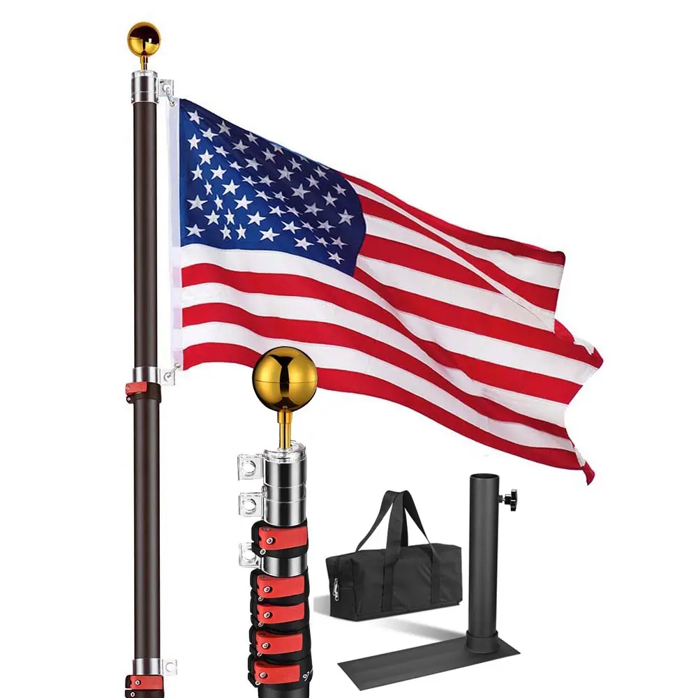 Yescom Ez Go Telescopic Flagpole With Tire Mount 2