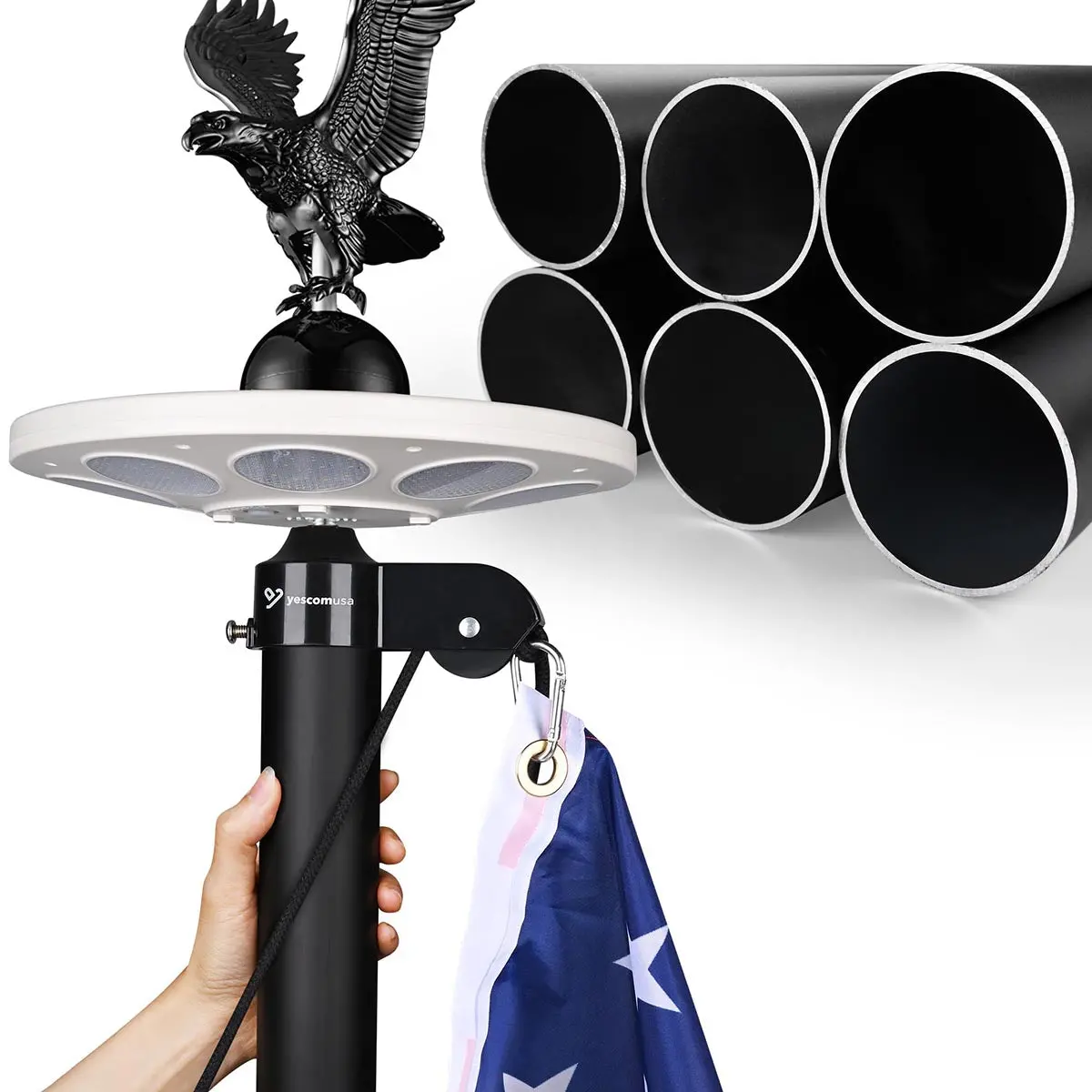 Yescom Bravery Flag Pole With Light & Regal Eagle 13Gauge(20Ft,25Ft,30Ft Options) 2