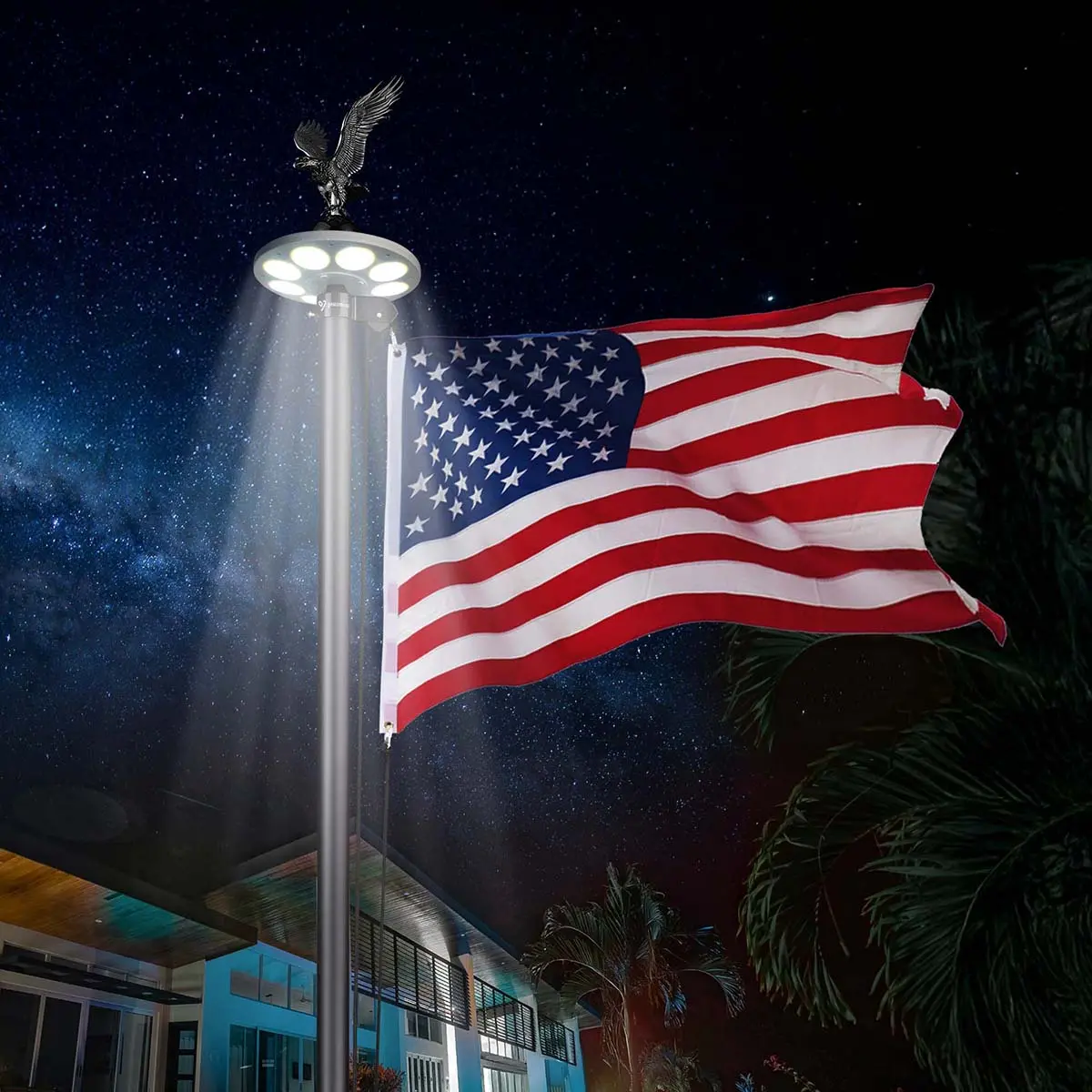 Yescom Bravery Flag Pole With Light & Regal Eagle 13Gauge(20Ft,25Ft,30Ft Options) 4
