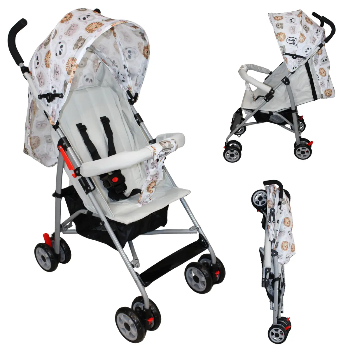 Carriola Bastón Ultra Ligera Ibaby Vedo Estampado Plegado Plano Viajera 1