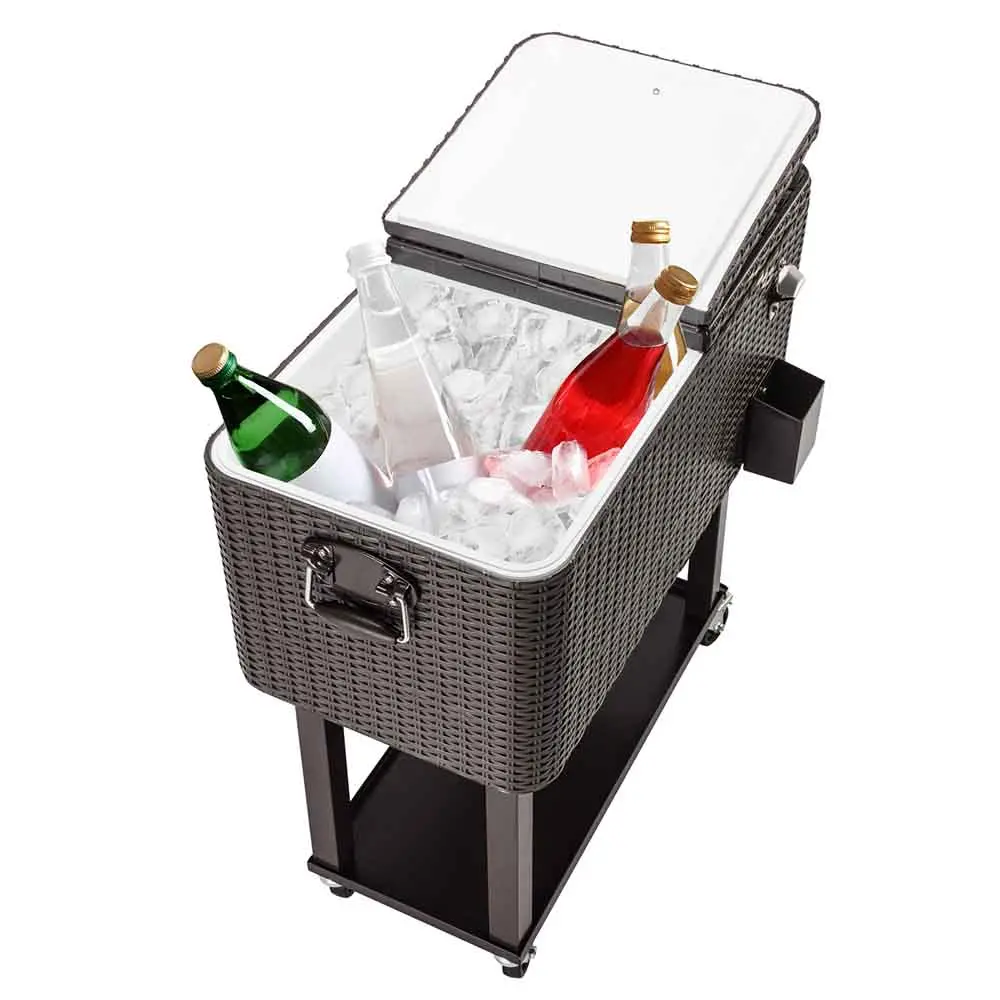 Yescom 80Qt Wicker Cooler Cart Beverage Cart On Wheels 1