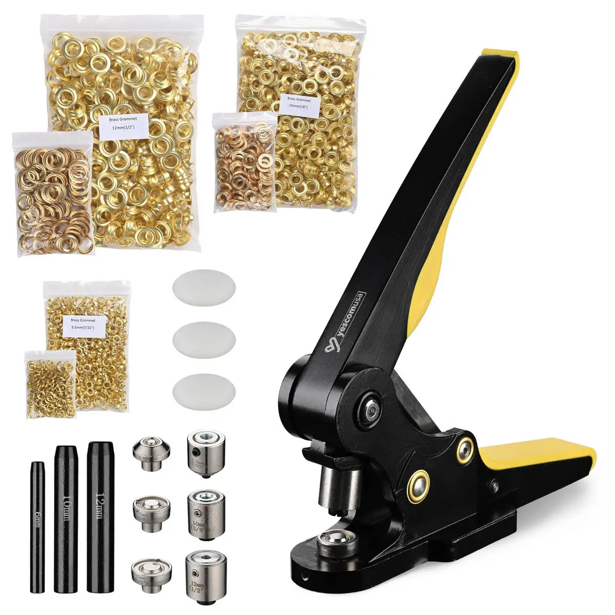 Yescom Eyelet Grommet Press With Dies, Copper Grommet & Washer 1