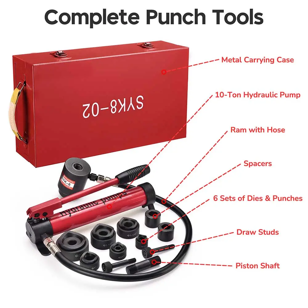 Yescom 10 Ton Hydraulic Punch Press W/ 6 Piece Tool Kit 2