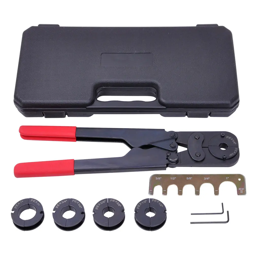 Yescom Pex Crimp Tools Kit For 5 Sizes 3/8" 1/2" 5/8" 3/4" 1" 1