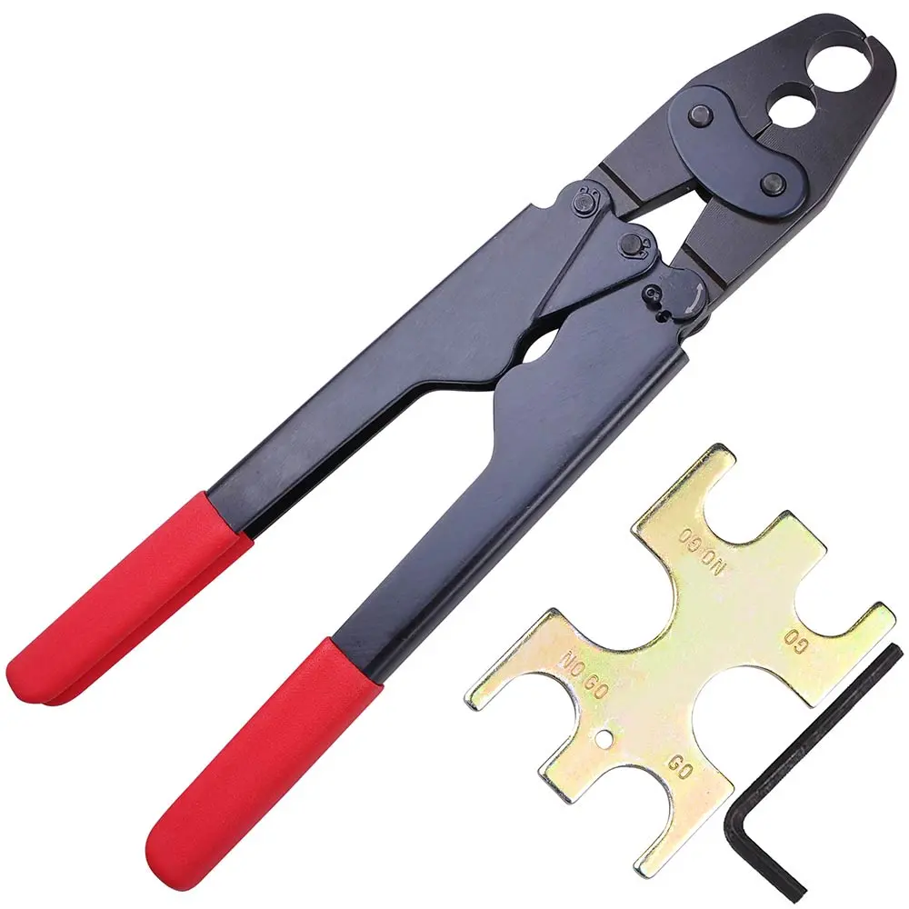 Yescom Pex Crimp Tool Ring Crimper W/ Gauge 1/2" 3/4" Red 1