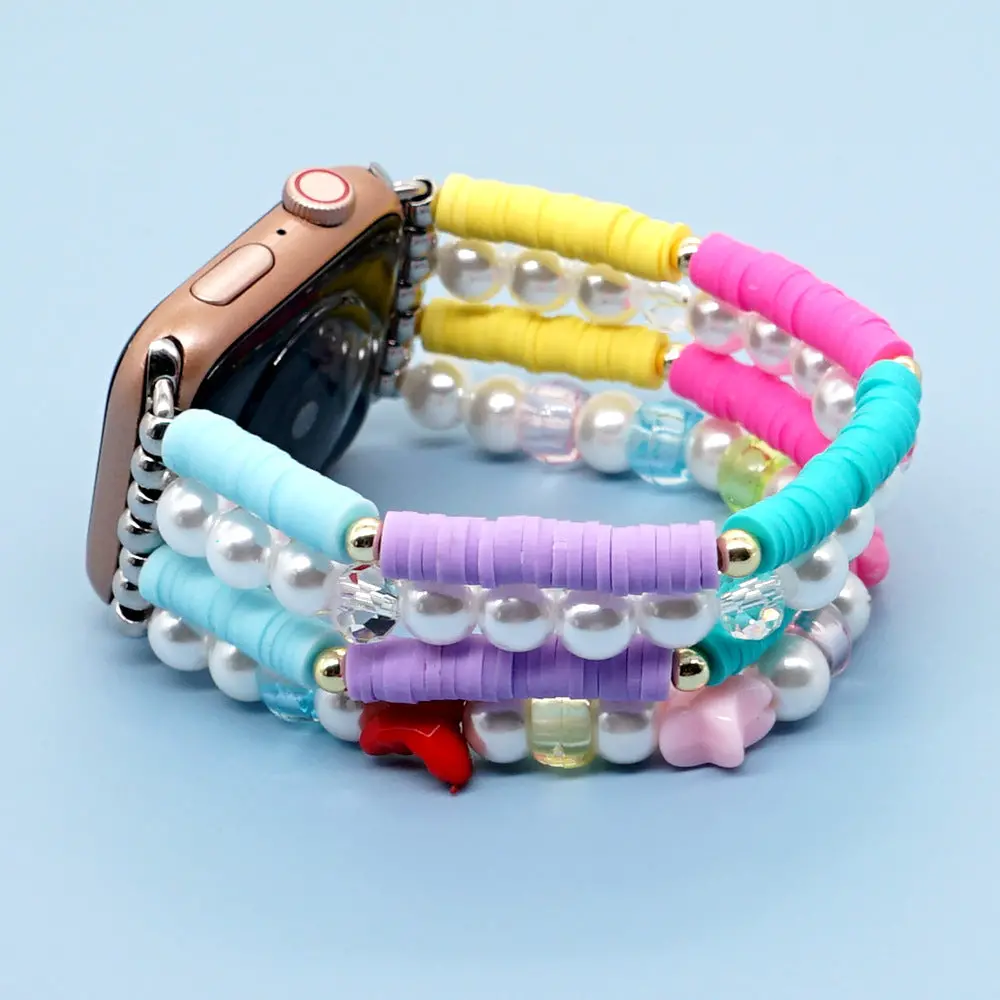 Pastel Pearl Charms Heishi Bracelet Band For Apple Watch 1