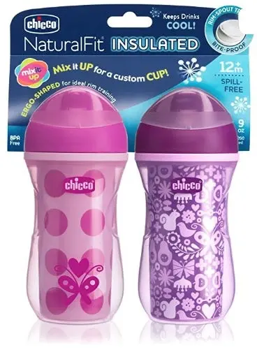 Set Vaso Entrenador Con Boquilla Aislante 9 Onzas - Rosa Chicco 1