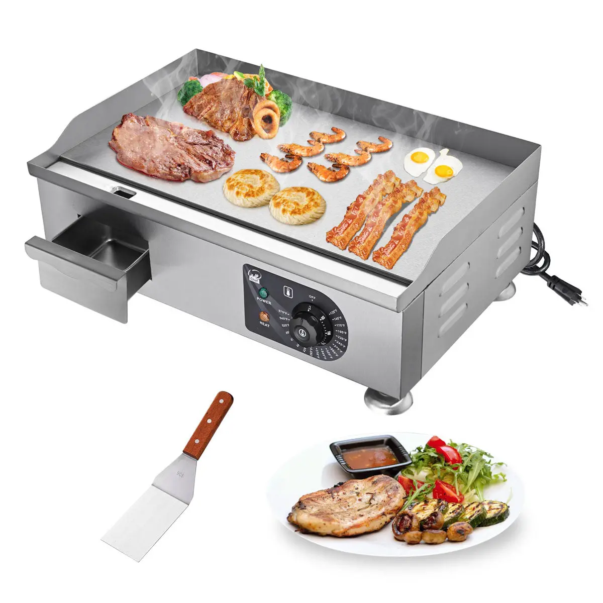 Yescom Electric Griddle With Lid Flat Top Grill 22In 3000W 1