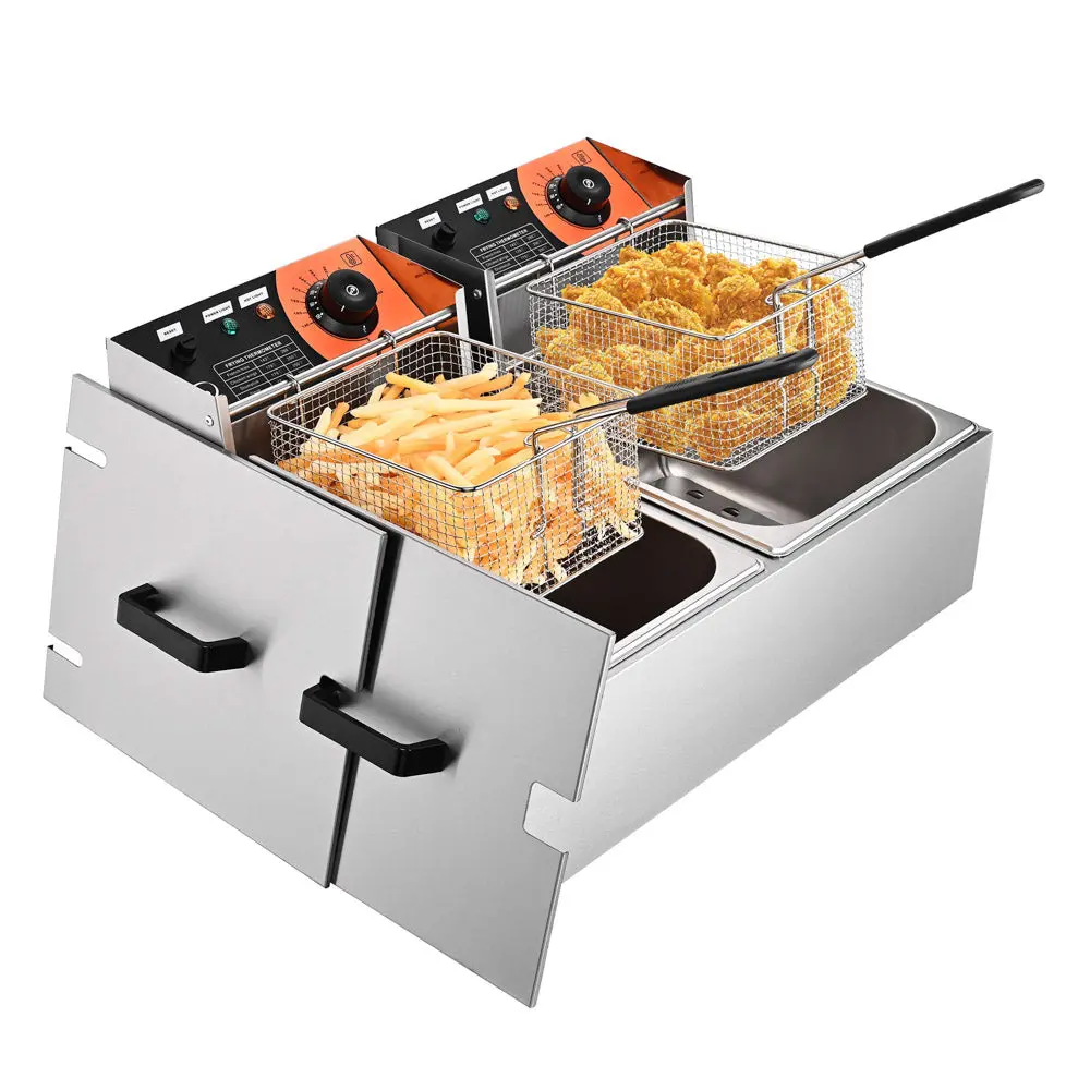 Yescom Electric Deep Fryer 24 L Comml. Countertop Dual-Tank 1