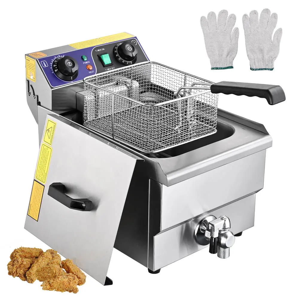 Yescom Electric Deep Fryer W/ Drain 10L Stainless Steel 1