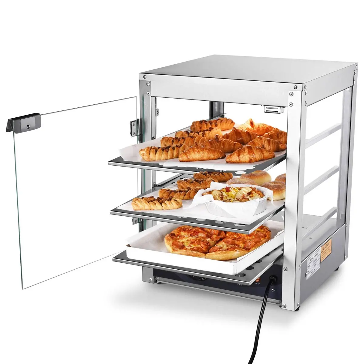 Yescom Pizza Food Warmer Commercial Countertop Display Case 3-Tier 15X15x20 1