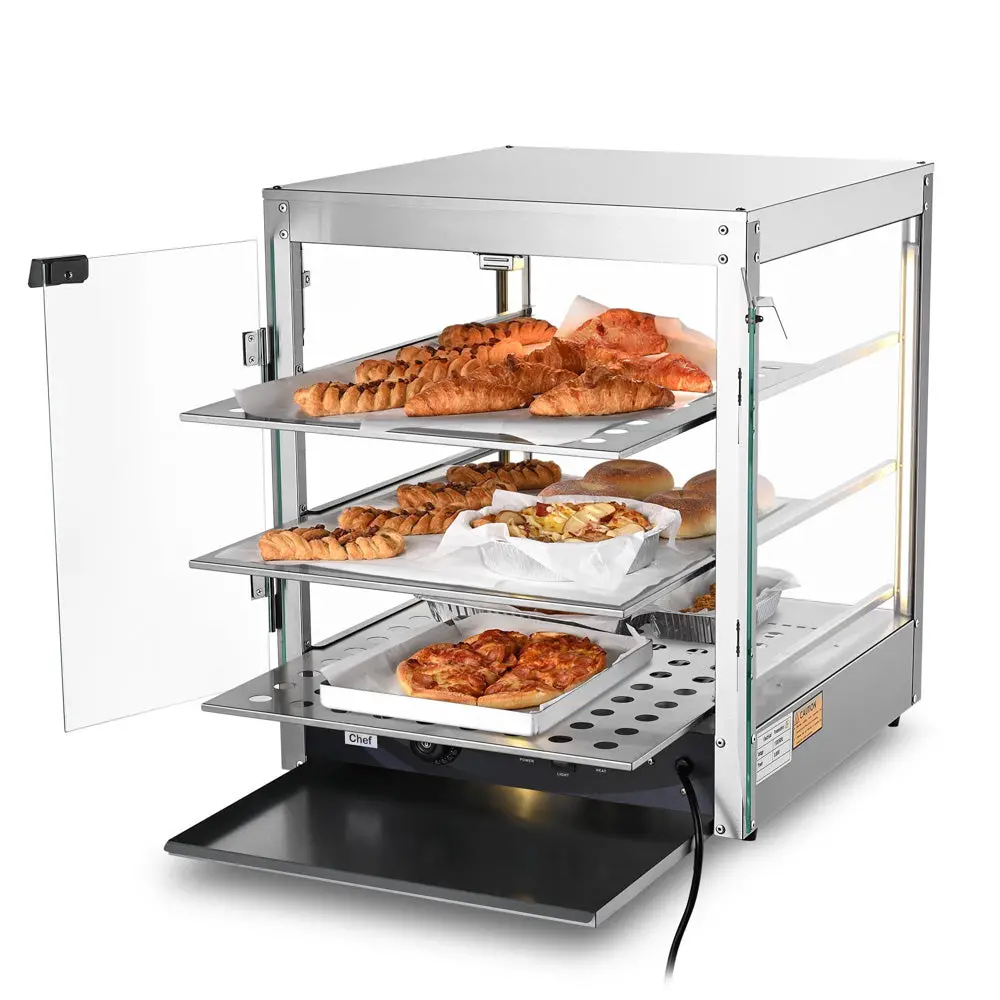 Yescom Pizza Food Warmer Commercial Countertop Display Case 3 Tier 1