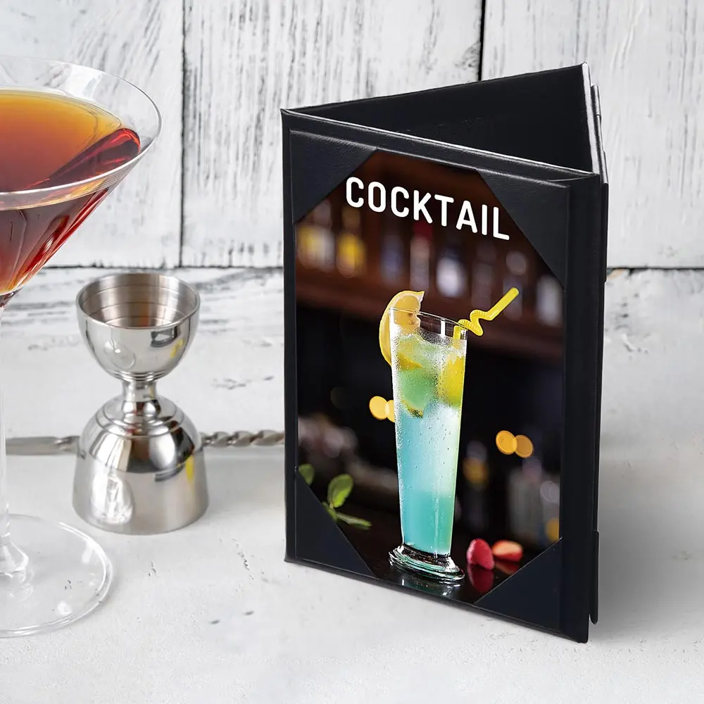 Yescom 3-Sided Table Tent Bar Cafe Cards Holder Pu Leather 1