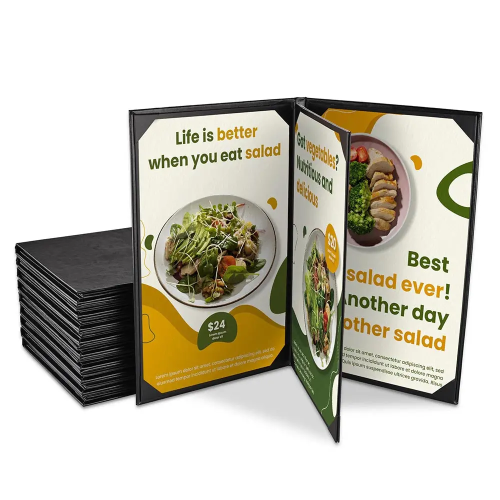 Yescom 8.5X14 Pu Leather Menu Covers Set(10) 4-View 1