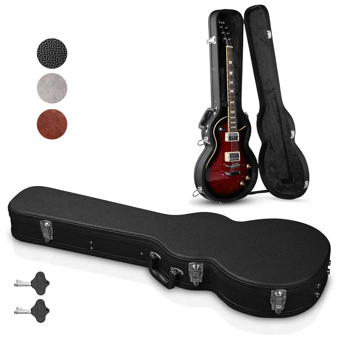 Yescom Lockable Electric Guitar Hard-Shell Case Les Paul Style Wood 1