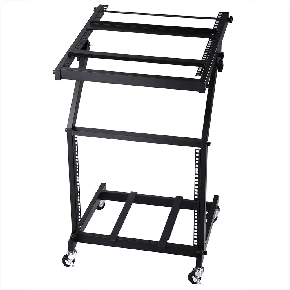 Yescom 19In 9U Stage Rolling Audio Mixer Stand Rack Cart W/ 4 Poles 1