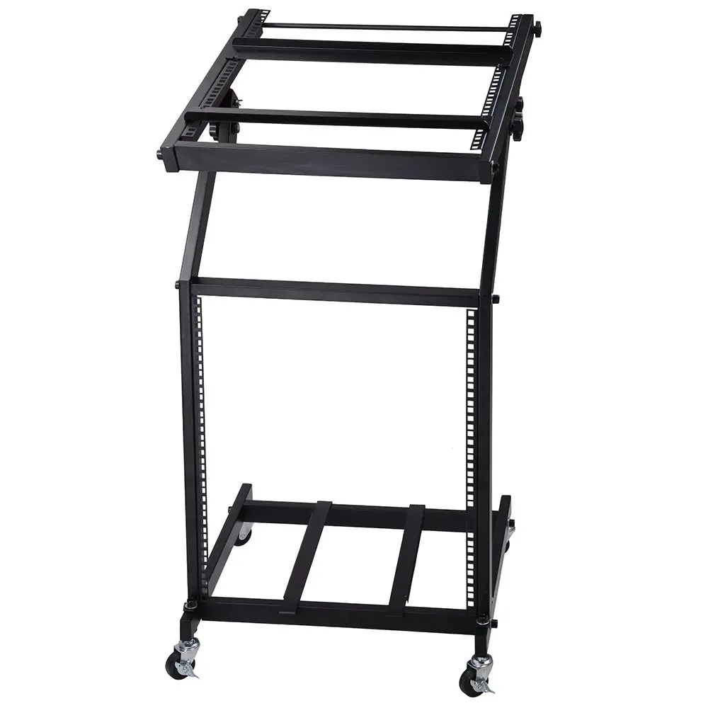 Yescom 19In 12U Stage Rolling Audio Mixer Stand Rack Cart W/ 4 Poles 1