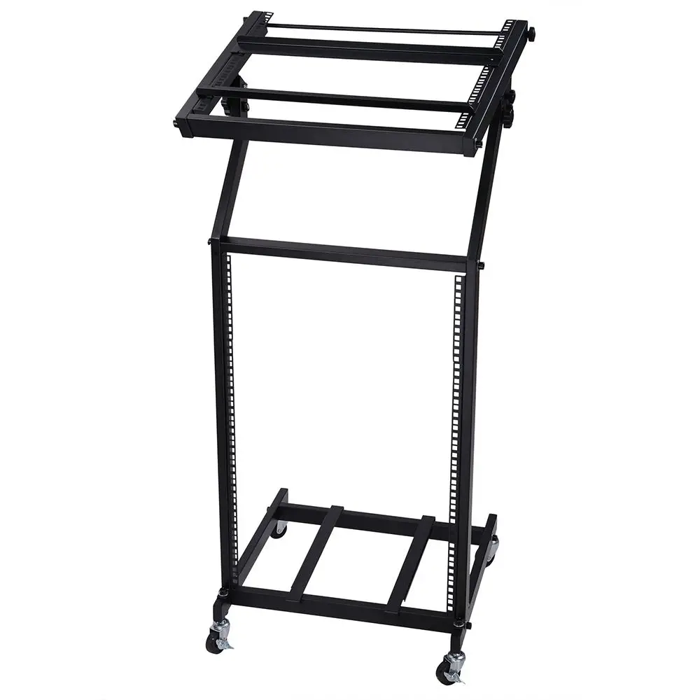 Yescom 19In 16U Stage Rolling Audio Mixer Stand Rack Cart W/ 4 Poles 1