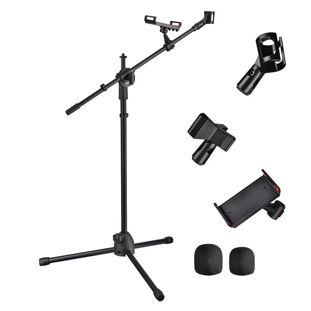 Yescom Studio Mic Stand With Boom 2 Mic Clips Phone Holder H5'11" 1