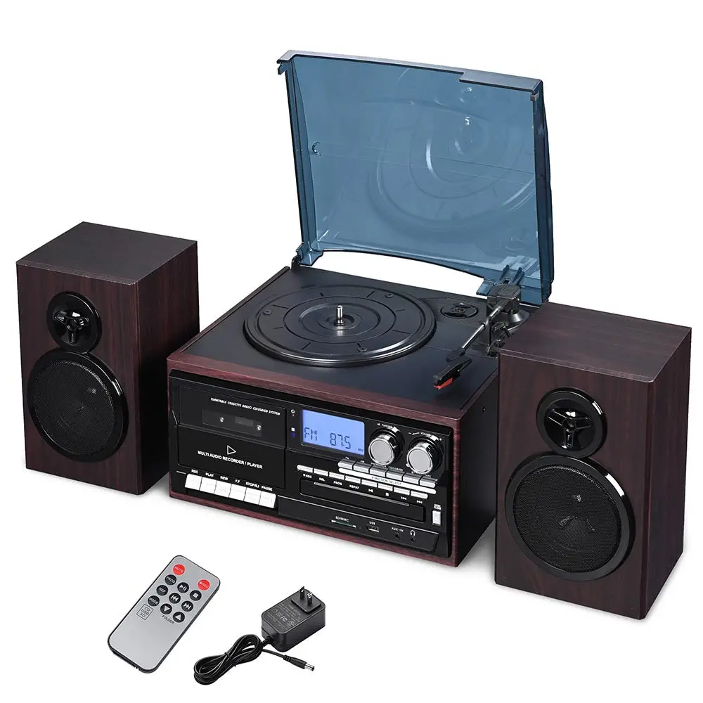 Yescom Bluetooth Vinyl Record Player Turntable Audio System Speakers 1