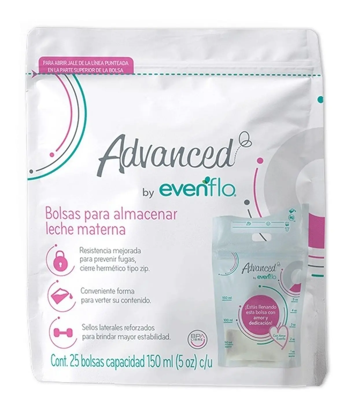 Bolsas Para Almacenar Leche Materna 25Pk - Evenflo 1