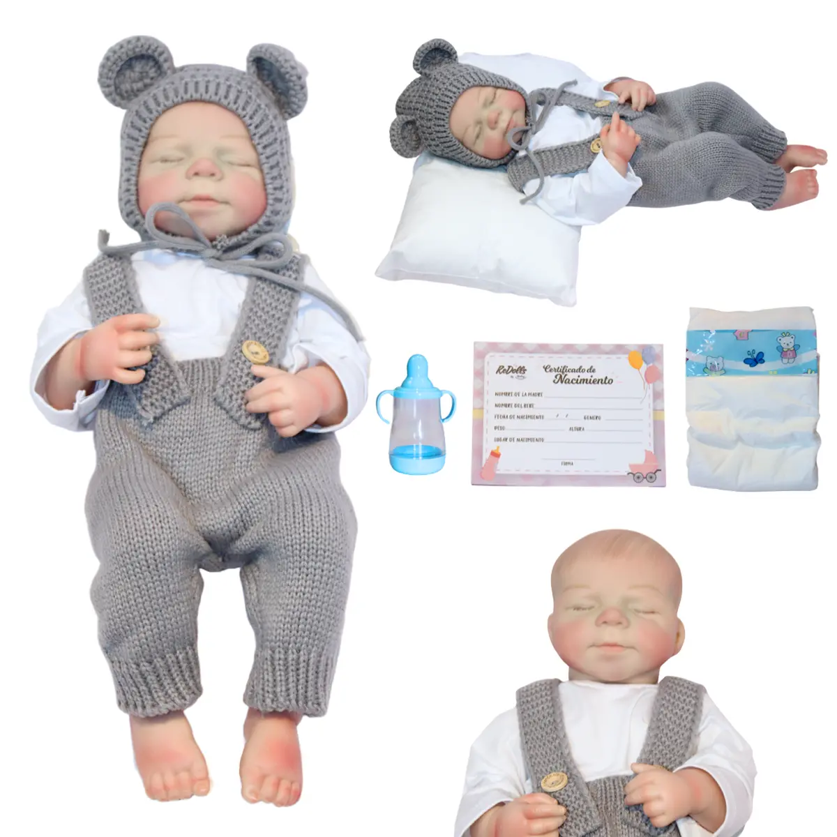 Muñeco Reborn Thiago 48Cm Redoll | Caucho Suave Full Body Con Movimiento Real | Kit Completo De 7 Pi 1