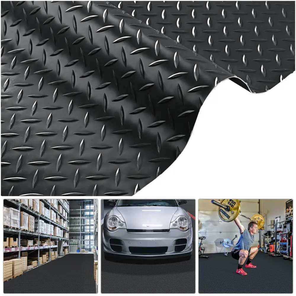 Yescom Garage Floor Mat Vinyl Roll Diamond Black 1