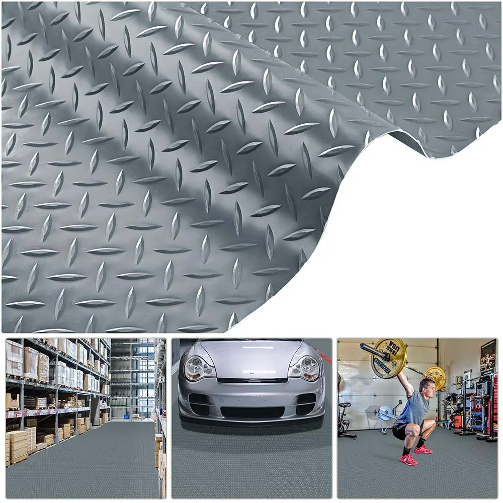 Yescom Garage Floor Mat Vinyl Roll Diamond Gray 1