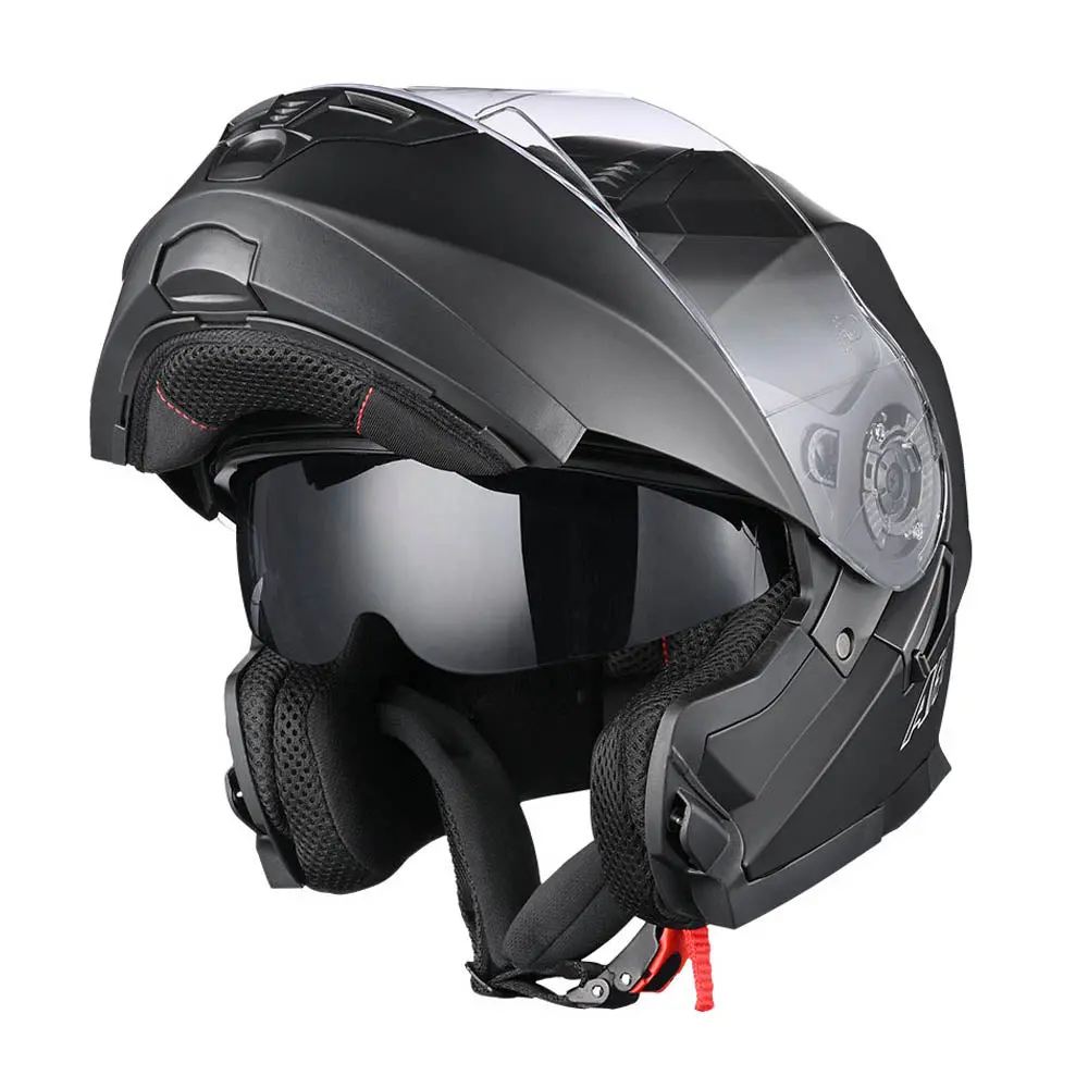 Ahr Run-M3 Modular Helmet Flip Up Dot 2-Visors Matte Black 1