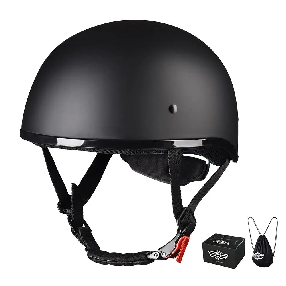 Ahr Run-C Half Helmet Matt Black Chopper Motorcycle Helmet Dot 1