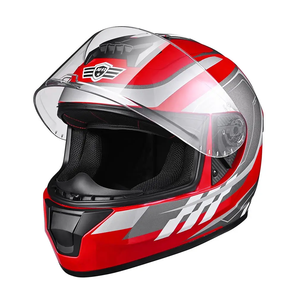 Ahr Run-F3 Dot Motorcycle Helmet Full Face Red 1