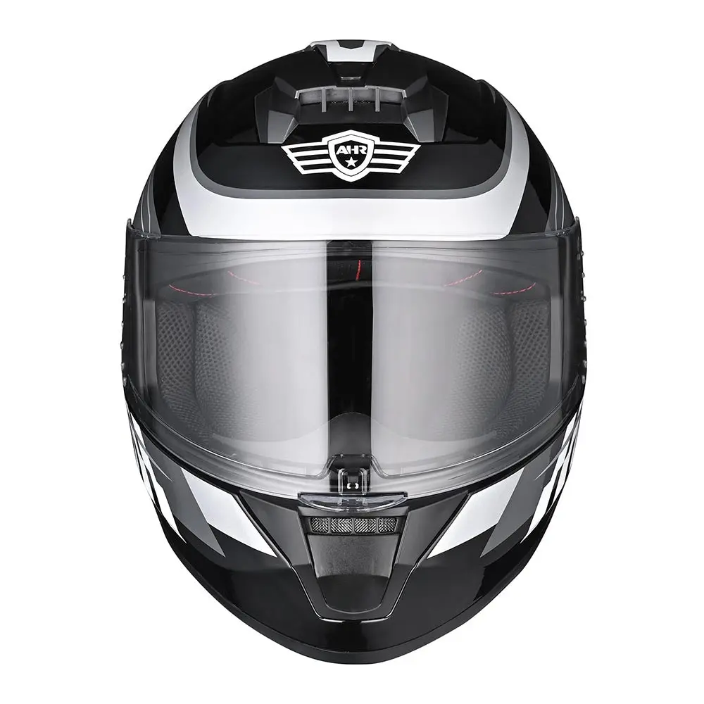 Ahr Run-F3 Dot Motorcycle Helmet Full Black Gray 2